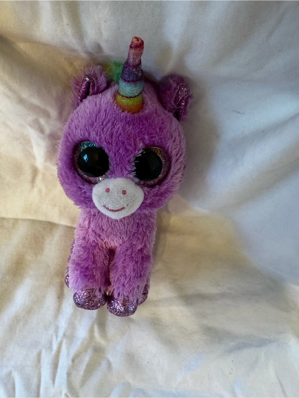 Ty Purple Unicorn Plush Rosette with Rainbow Horn